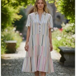 Anthropologie Georgina Tiered Striped Dress